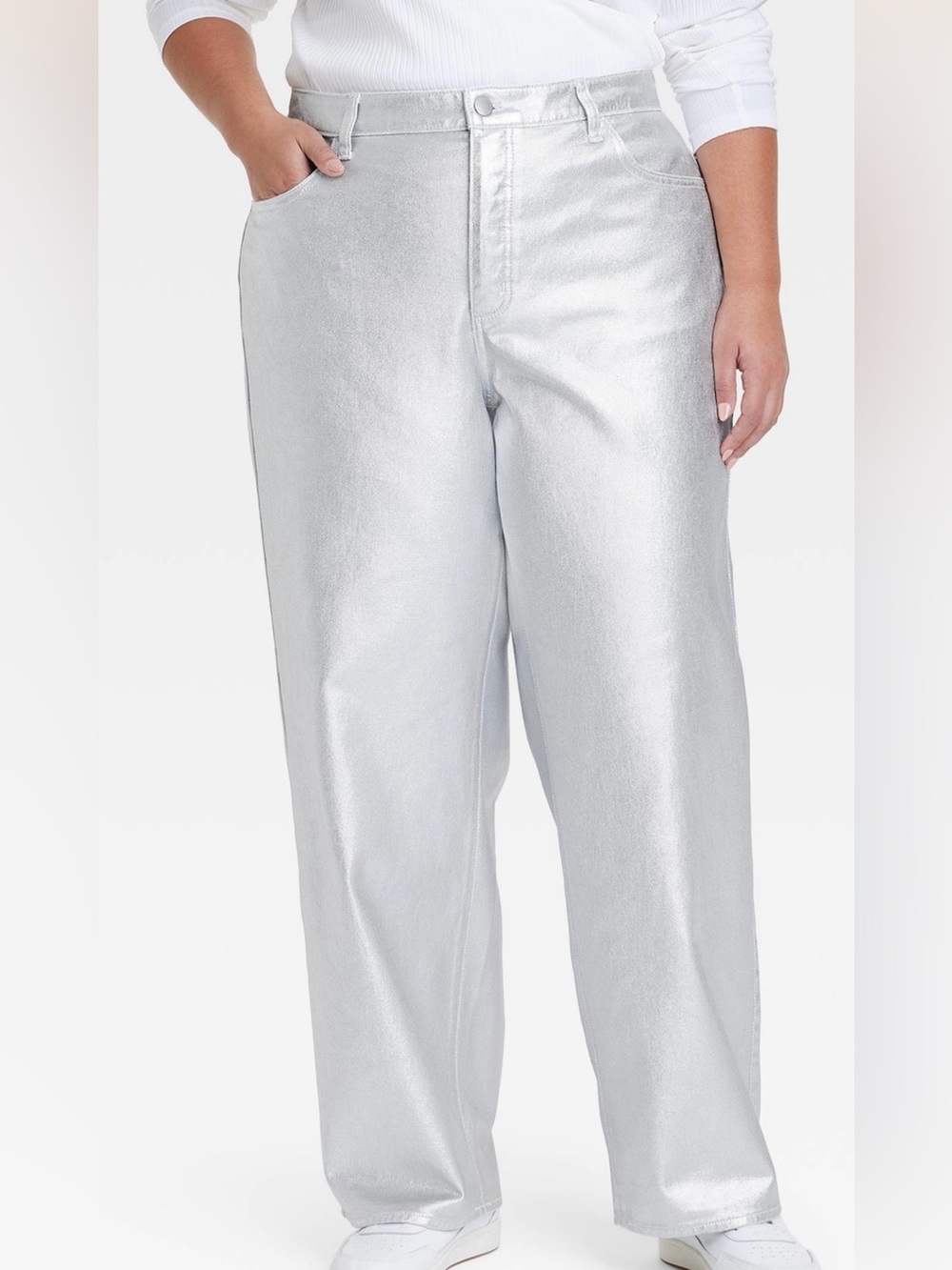Universal Thread Metallic Silver Wide-Leg Pants